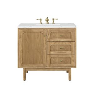 James Martin 545-V36-LNO-3ENC Laurent 36 Inch Light Natural Oak Single Sink Vanity with 3 cm Ethereal Noctis Top