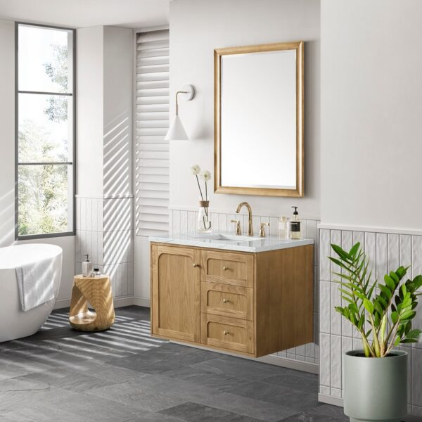 James Martin 545-V36-LNO-3ENC Laurent 36 Inch Light Natural Oak Single Sink Vanity with 3 cm Ethereal Noctis Top