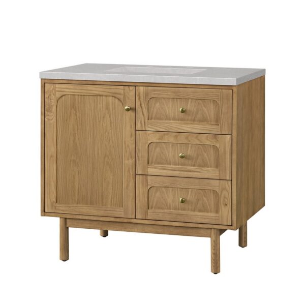 James Martin 545-V36-LNO-3ESR Laurent 36 Inch Light Natural Oak Single Sink Vanity with 3 cm Eternal Serena Top