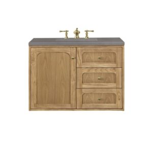 James Martin 545-V36-LNO-3GEX Laurent 36 Inch Light Natural Oak Single Sink Vanity with 3 cm Grey Expo Top