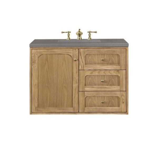 James Martin 545-V36-LNO-3GEX Laurent 36 Inch Light Natural Oak Single Sink Vanity with 3 cm Grey Expo Top