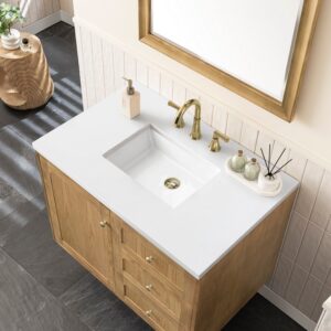 James Martin 545-V36-LNO-3WZ Laurent 36 Inch Single Vanity in Light Natural Oak with 3cm White Zeus Top