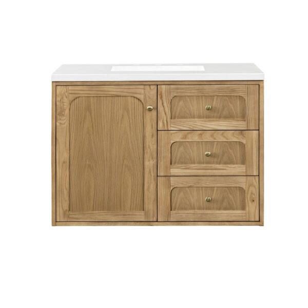 James Martin 545-V36-LNO-3WZ Laurent 36 Inch Single Vanity in Light Natural Oak with 3cm White Zeus Top