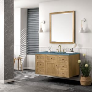 James Martin 545-V48-LNO-3CAR Laurent 48 Inch Light Natural Oak Single Sink Vanity with 3 cm Carrara Marble Top