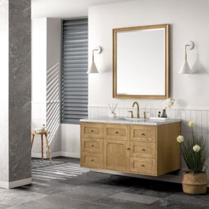 James Martin 545-V48-LNO-3EJP Laurent 48 Inch Light Natural Oak Single Sink Vanity with 3 cm Eternal Jasmine Pearl Top