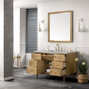 James Martin 545-V48-LNO-3EJP Laurent 48 Inch Light Natural Oak Single Sink Vanity with 3 cm Eternal Jasmine Pearl Top