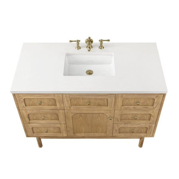 James Martin 545-V48-LNO-3WZ Laurent 48 Inch Single Vanity in Light Natural Oak with 3cm White Zeus Top