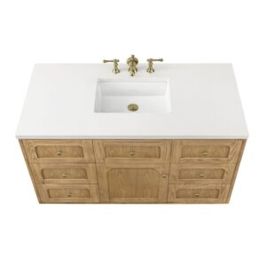 James Martin 545-V48-LNO-3WZ Laurent 48 Inch Single Vanity in Light Natural Oak with 3cm White Zeus Top