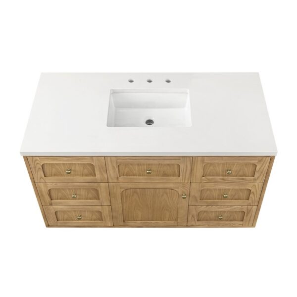 James Martin 545-V48-LNO-3WZ Laurent 48 Inch Single Vanity in Light Natural Oak with 3cm White Zeus Top