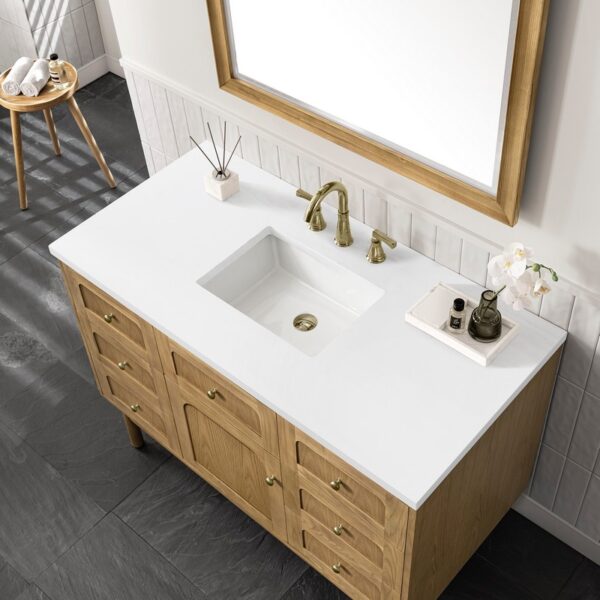 James Martin 545-V48-LNO-3WZ Laurent 48 Inch Single Vanity in Light Natural Oak with 3cm White Zeus Top