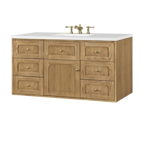 James Martin 545-V48-LNO-3WZ Laurent 48 Inch Single Vanity in Light Natural Oak with 3cm White Zeus Top