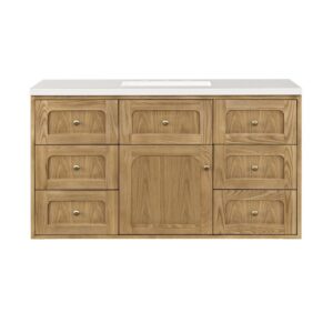 James Martin 545-V48-LNO-3WZ Laurent 48 Inch Single Vanity in Light Natural Oak with 3cm White Zeus Top