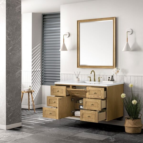 James Martin 545-V48-LNO-3WZ Laurent 48 Inch Single Vanity in Light Natural Oak with 3cm White Zeus Top