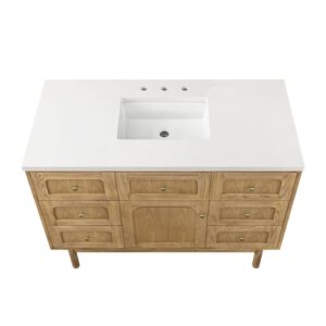 James Martin 545-V48-LNO-3WZ Laurent 48 Inch Single Vanity in Light Natural Oak with 3cm White Zeus Top