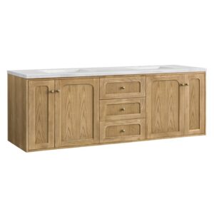 James Martin 545-V72-LNO-3AF Laurent 72 Inch Light Natural Oak Double Sink Vanity with 3 cm Arctic Fall Top