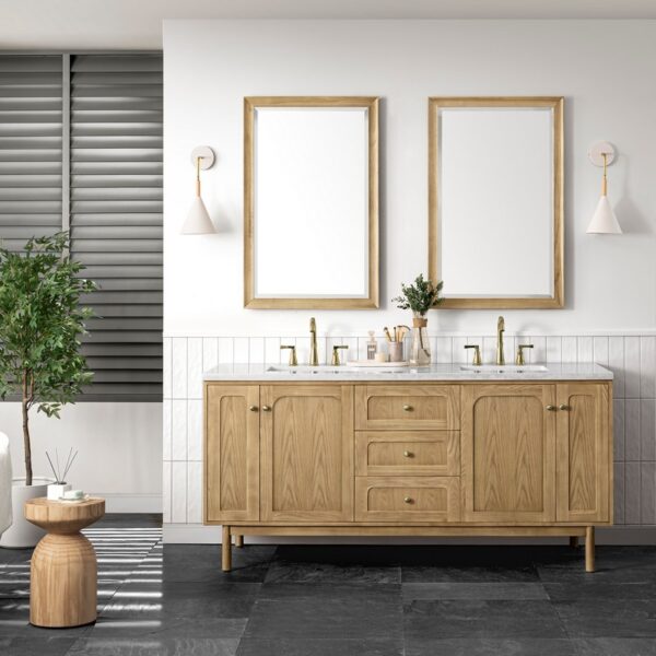 James Martin 545-V72-LNO-3AF Laurent 72 Inch Light Natural Oak Double Sink Vanity with 3 cm Arctic Fall Top