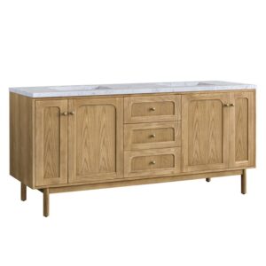 James Martin 545-V72-LNO-3CAR Laurent 72 Inch Light Natural Oak Double Sink Vanity with 3 cm Carrara Marble Top