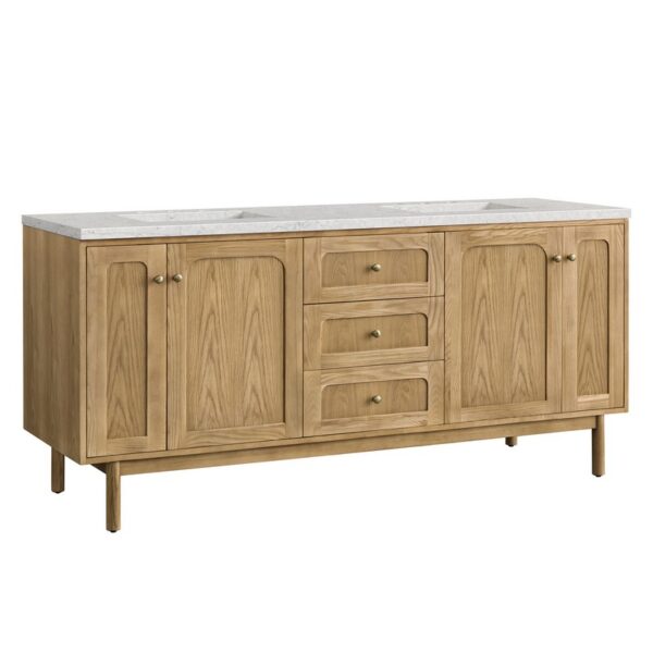 James Martin 545-V72-LNO-3EJP Laurent 72 Inch Light Natural Oak Double Sink Vanity with 3 cm Eternal Jasmine Pearl Top