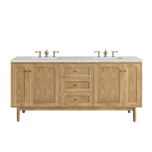 James Martin 545-V72-LNO-3EJP Laurent 72 Inch Light Natural Oak Double Sink Vanity with 3 cm Eternal Jasmine Pearl Top