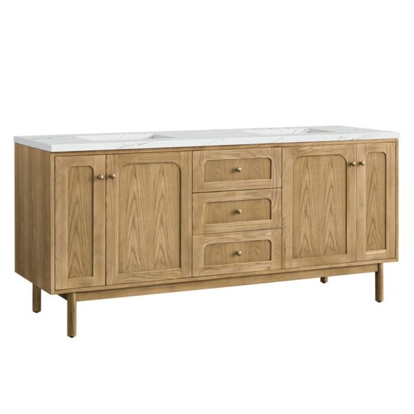 James Martin 545-V72-LNO-3ENC Laurent 72 Inch Light Natural Oak Double Sink Vanity with 3 cm Ethereal Noctis Top