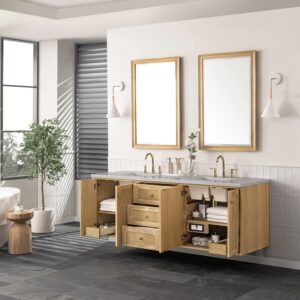 James Martin 545-V72-LNO-3ESR Laurent 72 Inch Light Natural Oak Double Sink Vanity with 3 cm Eternal Serena Top