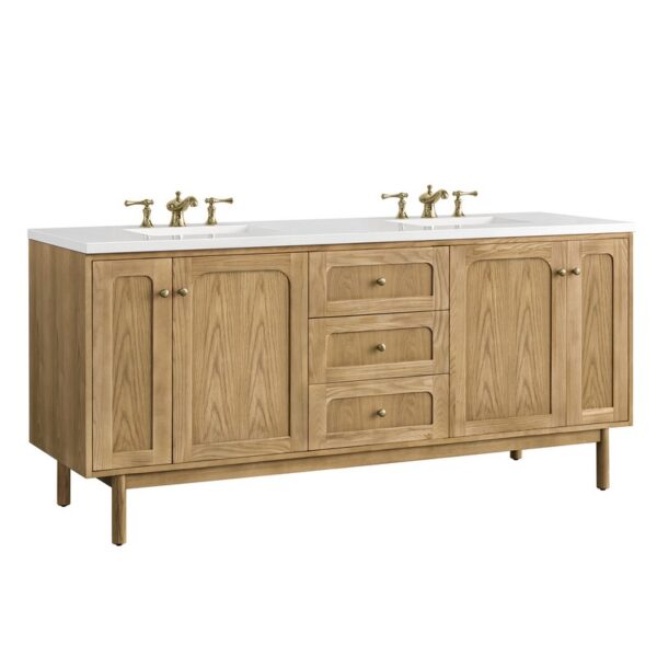 James Martin 545-V72-LNO-3WZ Laurent 72 Inch Double Vanity in Light Natural Oak with 3cm White Zeus Top