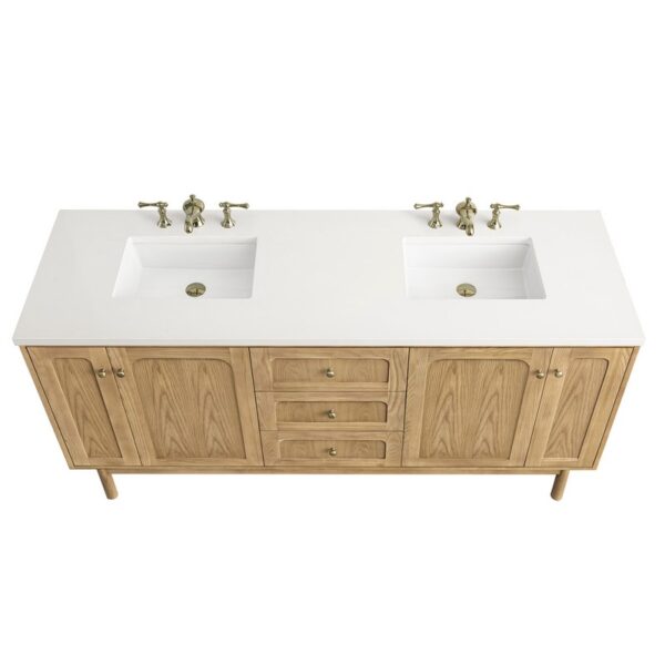 James Martin 545-V72-LNO-3WZ Laurent 72 Inch Double Vanity in Light Natural Oak with 3cm White Zeus Top