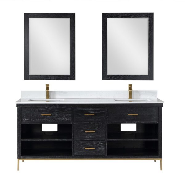 Altair 545072-AW Kesia 72 Inch Double Sink Bathroom Vanity with Carrara White Composite Stone Countertop