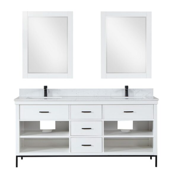 Altair 545072-AW Kesia 72 Inch Double Sink Bathroom Vanity with Carrara White Composite Stone Countertop