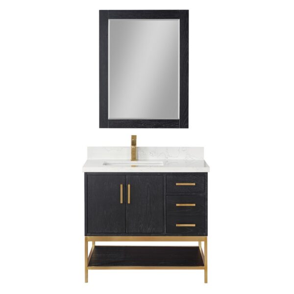 Altair 546036-GW Wildy 36 Inch Single Sink Bathroom Vanity with Grain White Composite Stone Countertop