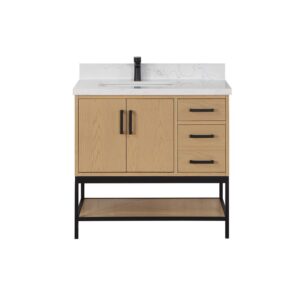 Altair 546036-GW-NM Wildy 36 Inch Single Sink Bathroom Vanity Set with Grain White Composite Stone Countertop without Mirror