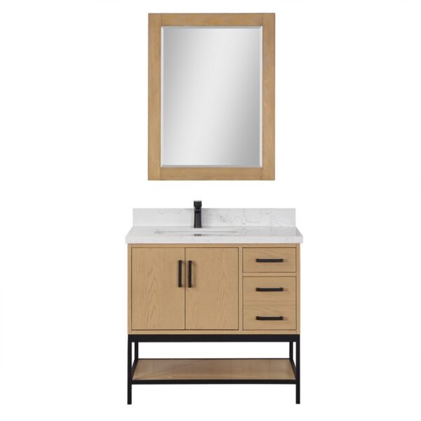 Altair 546036-GW Wildy 36 Inch Single Sink Bathroom Vanity with Grain White Composite Stone Countertop