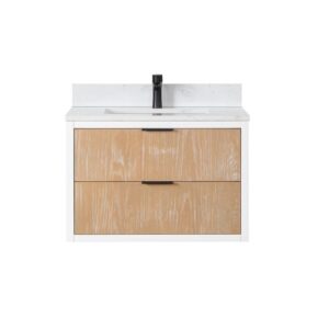 Altair 547030-AW-NM Dione 30 Inch Single Sink Bathroom Vanity with Carrara White Composite Stone Countertop without Mirror