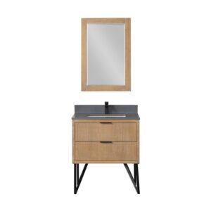 Altair 548030-CG Helios 30 Inch Single Sink Bathroom Vanity with Concrete Gray Composite Stone Countertop with Mirror