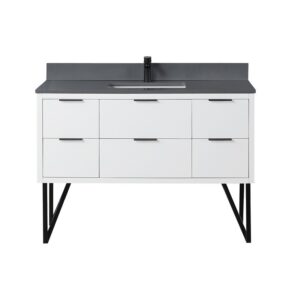 Altair 548048-CG-NM Helios 48 Inch Single Sink Bathroom Vanity with Concrete Gray Composite Stone Countertop without Mirror