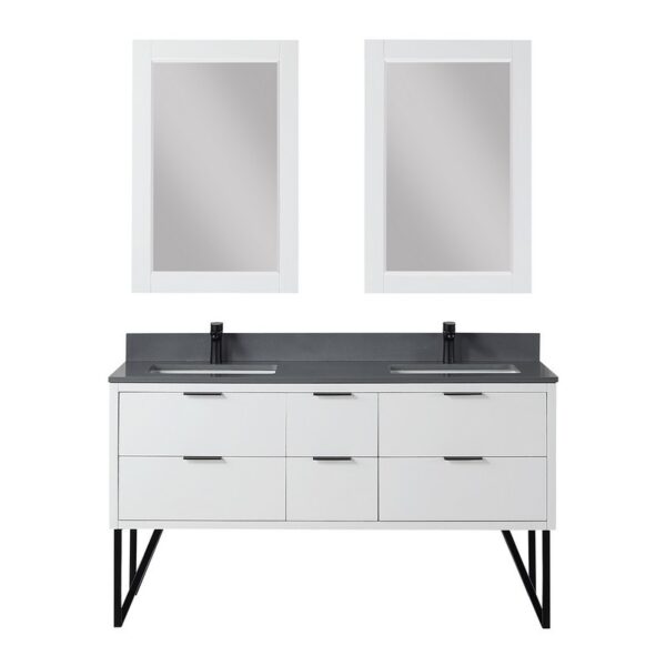 Altair 548060-CG Helios 60 Inch Double Sink Bathroom Vanity with Concrete Gray Composite Stone Countertop with Mirror