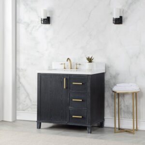 Altair 549036-BO-AW-NM Weiser 36 Inch Single Sink Bathroom Vanity with Carrara White Composite Stone Countertop without Mirror