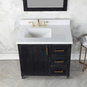 Altair 549036-BO-AW Weiser 36 Inch Single Sink Bathroom Vanity with Carrara White Composite Stone Countertop with Mirror