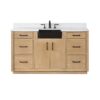 Altair 550060S-WP-AW-NM Novago 60 Inch Single Sink Bathroom Vanity with Carrara White Composite Stone Countertop and Farmhouse Sink without Mirror