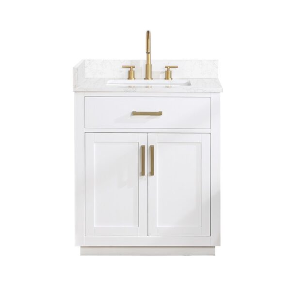 Altair 557030-GW-NM Gavino 29 1/4 Inch Single Bathroom Vanity with White Composite Stone Countertop without Mirror