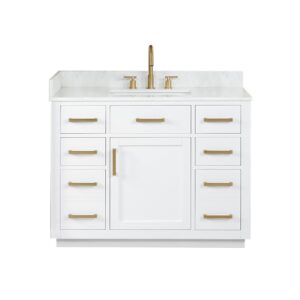 Altair 557042-GW-NM Gavino 42 Inch Freestanding Single Bathroom Vanity with Grain White Composite Stone Countertop without Mirror