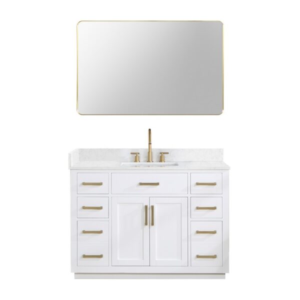 Altair 557048-GW Gavino 47 1/4 Inch Single Bathroom Vanity with White Composite Stone Countertop and Mirror