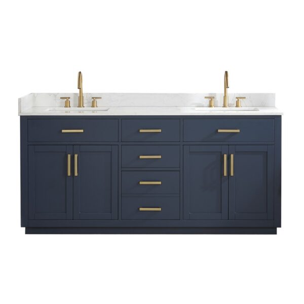 Altair 557072-GW-NM Gavino 71 1/4 Inch Double Bathroom Vanity with White Composite Stone Countertop without Mirror