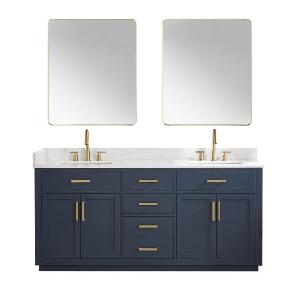 Altair 557072-GW Gavino 71 1/4 Inch Double Bathroom Vanity with White Composite Stone Countertop and Mirror