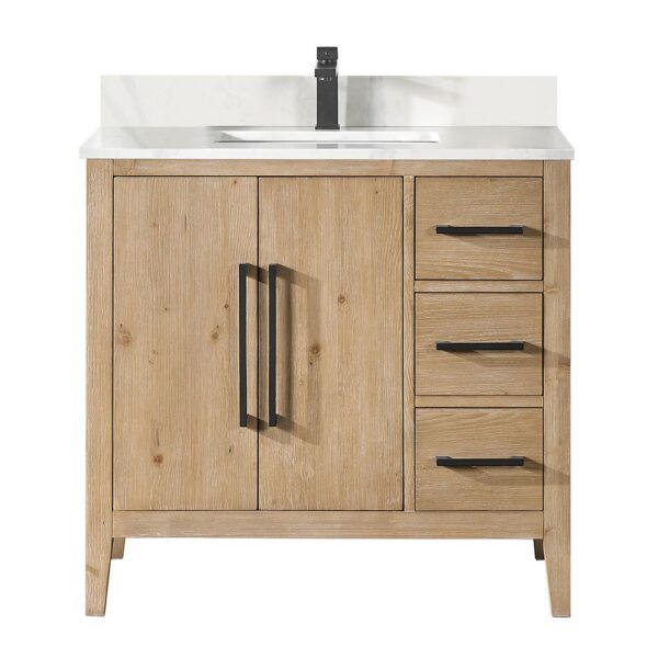 Altair 558036-W-CW Laurel 36 Inch Single Sink Bathroom Vanity with Calacatta White Quartz Stone Countertop