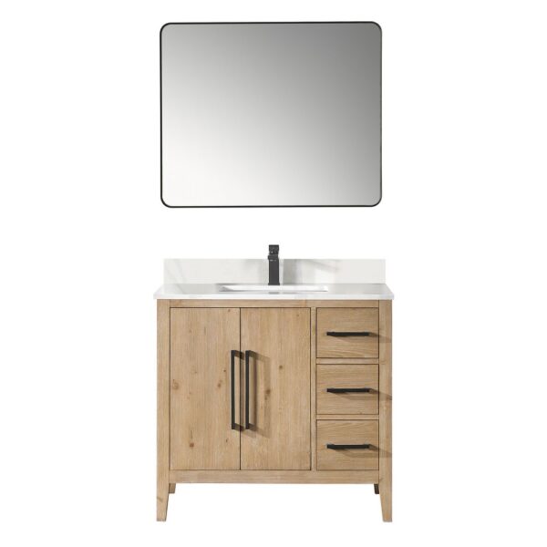 Altair 558036-W-CW Laurel 36 Inch Single Sink Bathroom Vanity with Calacatta White Quartz Stone Countertop