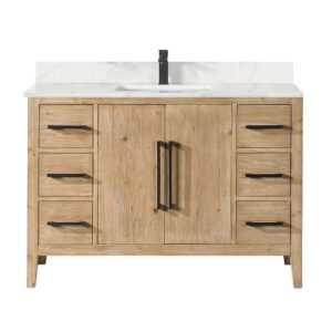 Altair 558048-W-CW Laurel 48 Inch Single Sink Bathroom Vanity with Calacatta White Quartz Stone Countertop