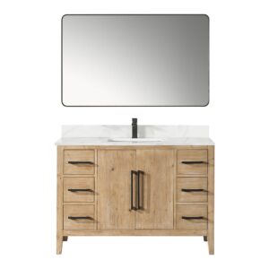 Altair 558048-W-CW Laurel 48 Inch Single Sink Bathroom Vanity with Calacatta White Quartz Stone Countertop