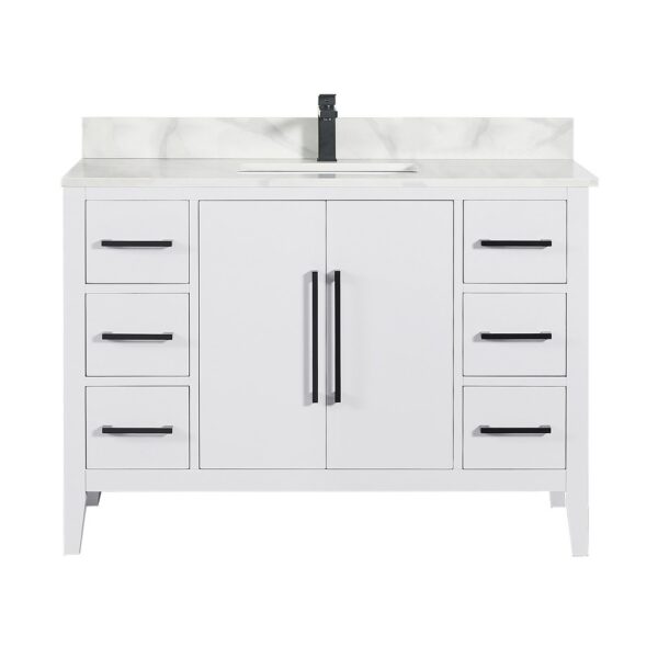 Altair 558048-W-CW Laurel 48 Inch Single Sink Bathroom Vanity with Calacatta White Quartz Stone Countertop