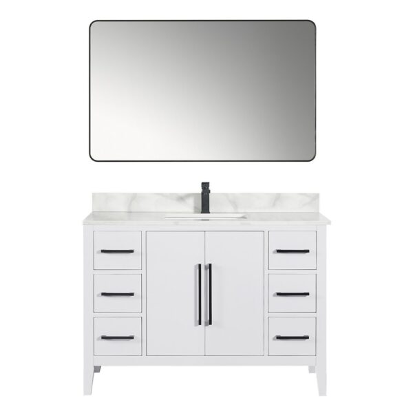 Altair 558048-W-CW Laurel 48 Inch Single Sink Bathroom Vanity with Calacatta White Quartz Stone Countertop